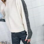 Cornerstone Grey + White Sweater Elan