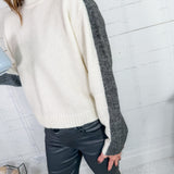 Cornerstone Grey + White Sweater Elan