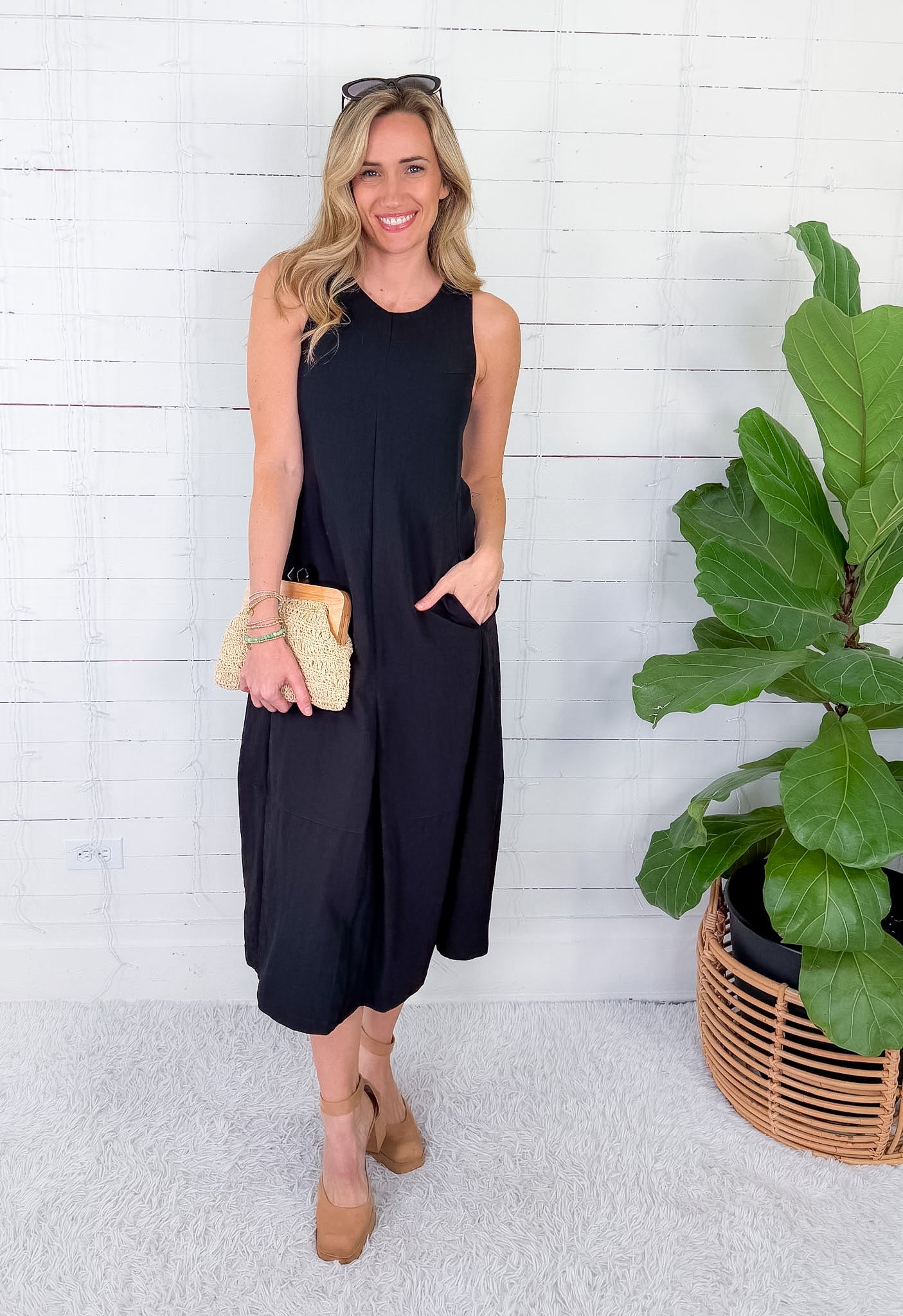 Cort Black V-Neck A-Line Maxi Dress Elle Grey