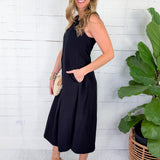 Cort Black V-Neck A-Line Maxi Dress Elle Grey