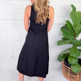 Cort Black V-Neck A-Line Maxi Dress Elle Grey