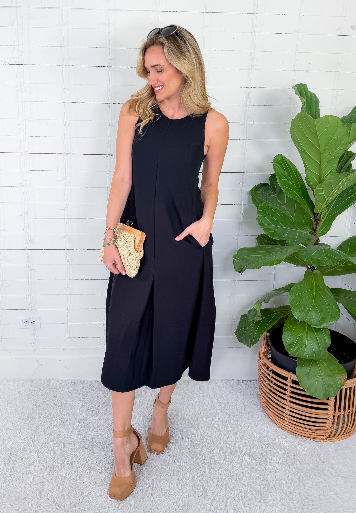 Cort Black V-Neck A-Line Maxi Dress Elle Grey