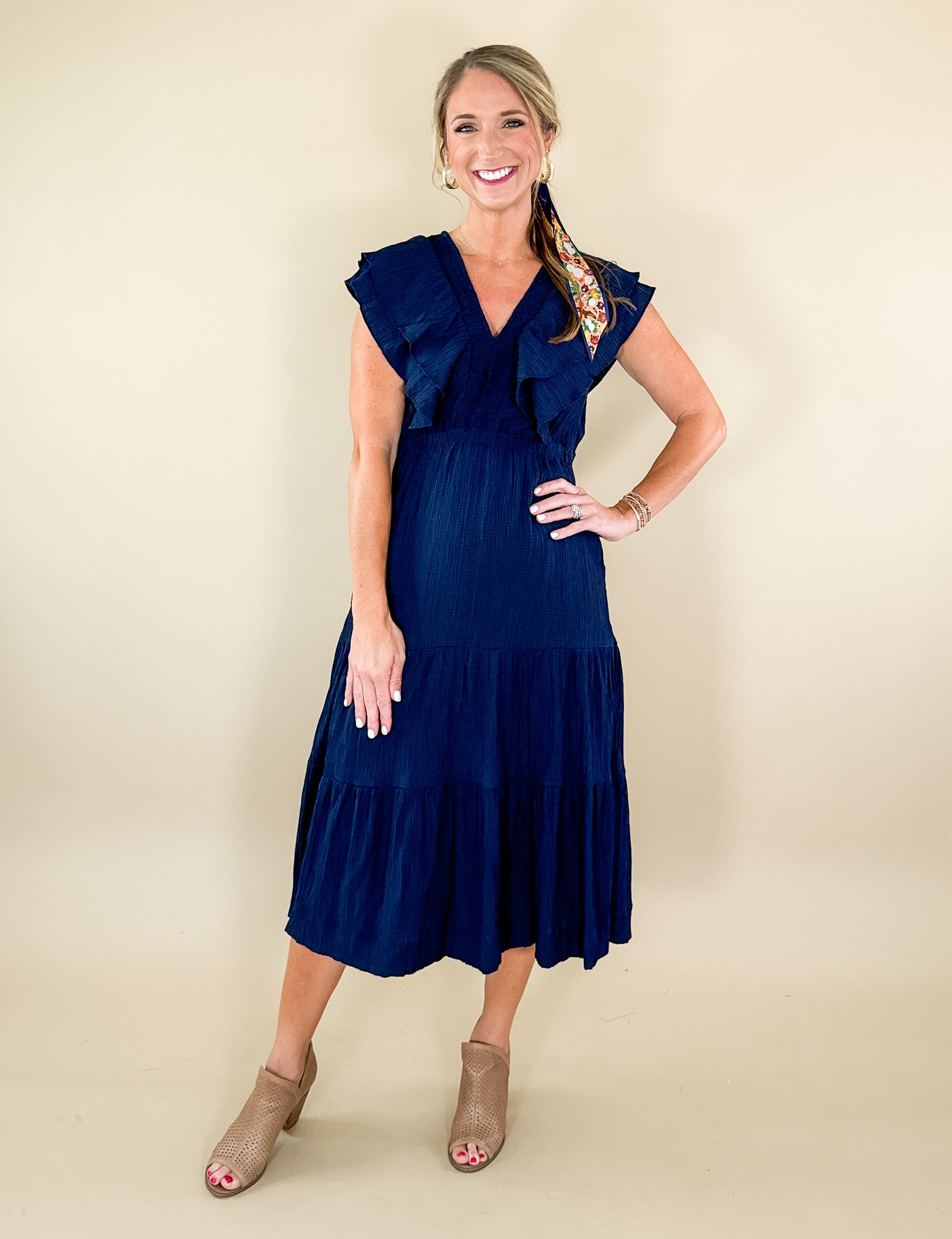 Cosmos_Textured_Navy_Maxi_Dress