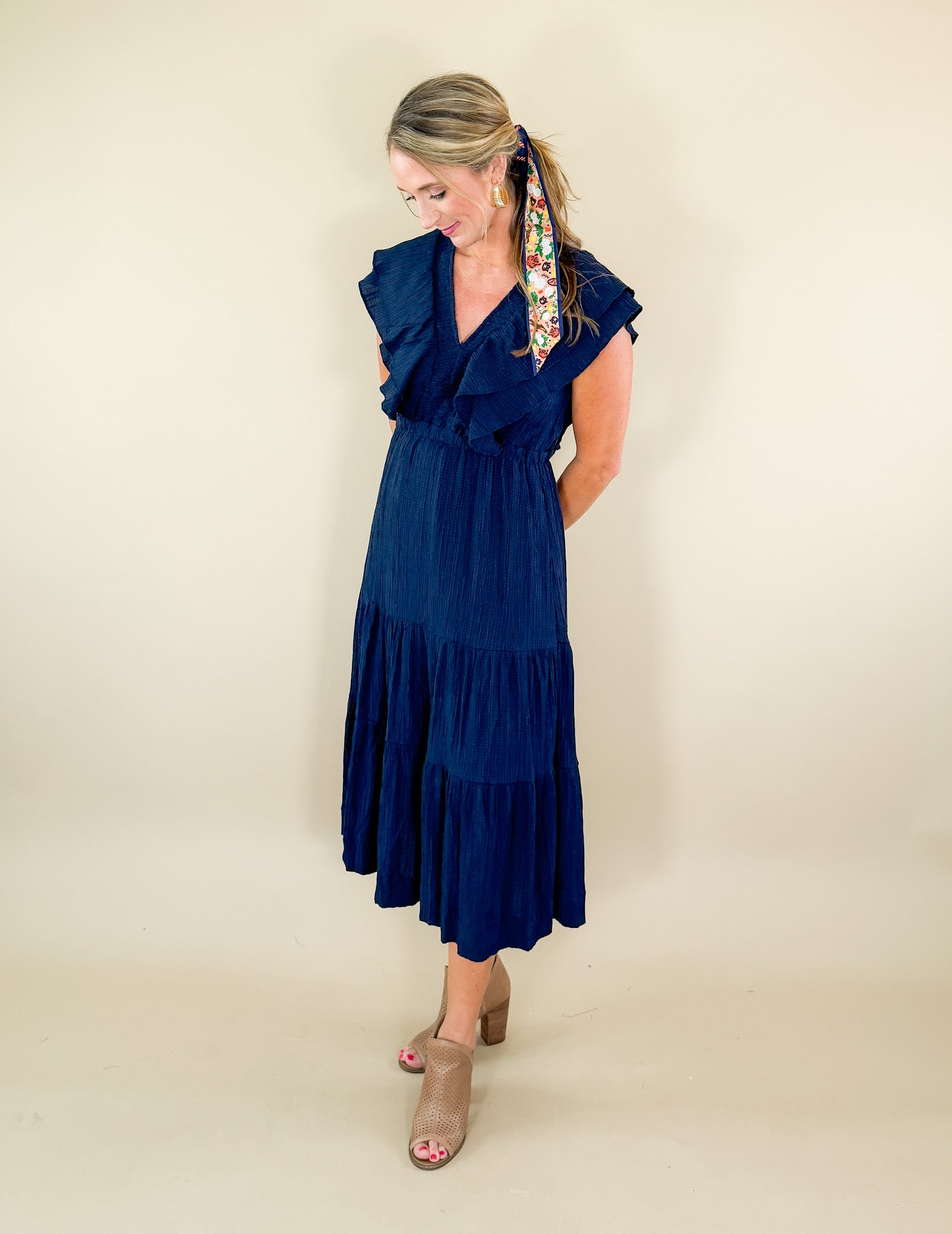 Cosmos_Textured_Navy_Maxi_Dress