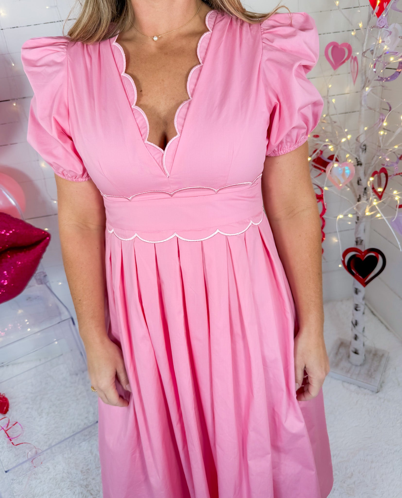 Courtney Pink Scalloped Maxi Dress TCEC