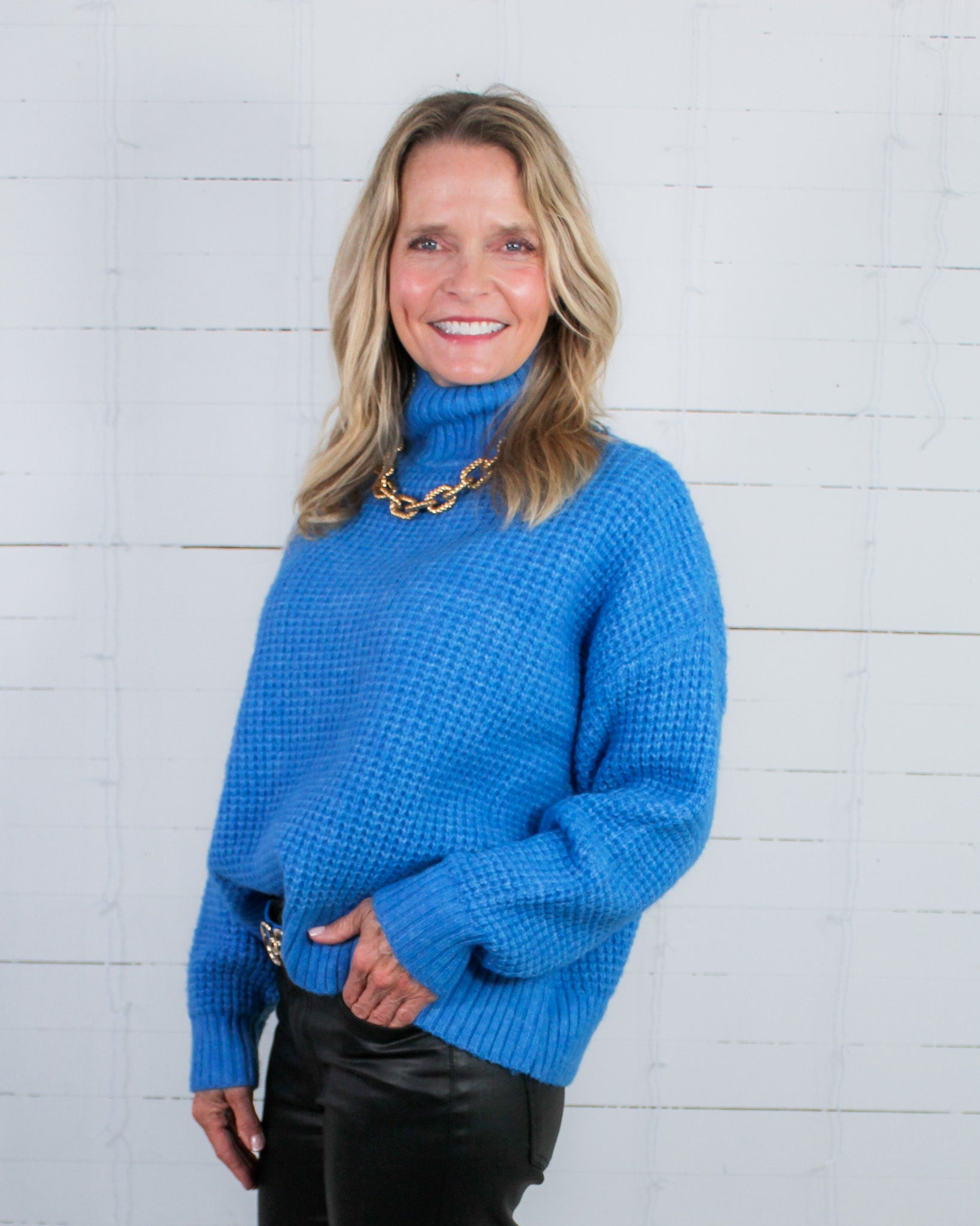 Covington Blue Turtleneck Sweater Molly Bracken