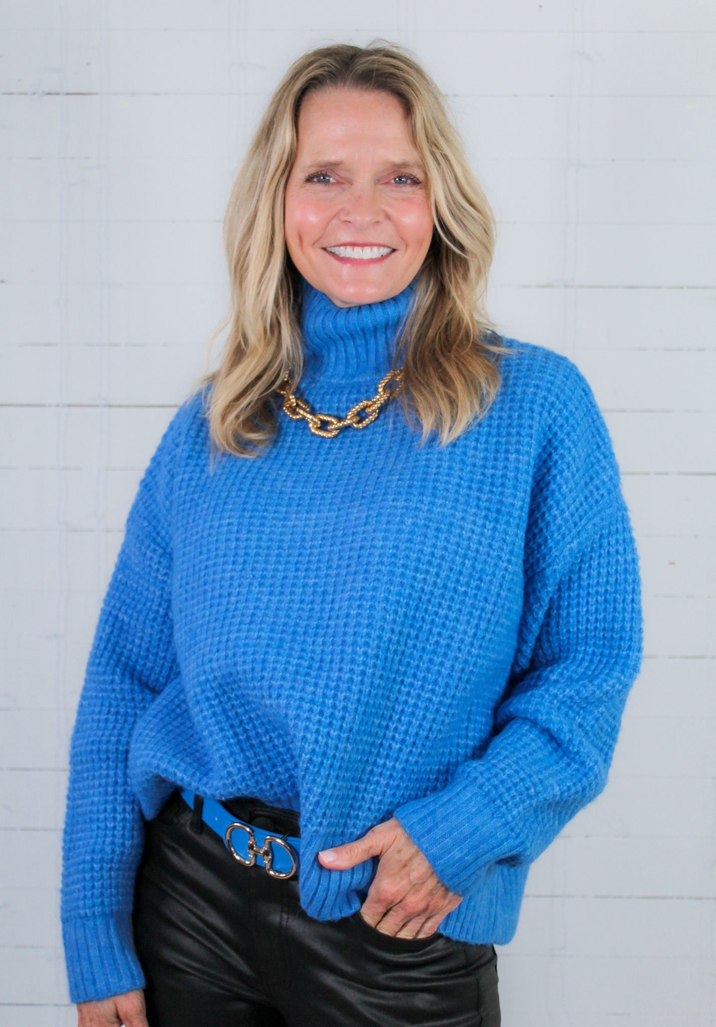 Covington Blue Turtleneck Sweater Molly Bracken