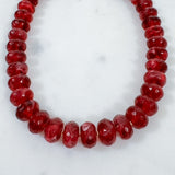 Cranberry  Marble Resin Beaded Necklace
