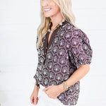 Crane Cocoa Embroidered Top Entro