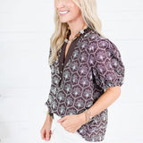 Crane Cocoa Embroidered Top Entro
