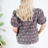 Crane Cocoa Embroidered Top Entro