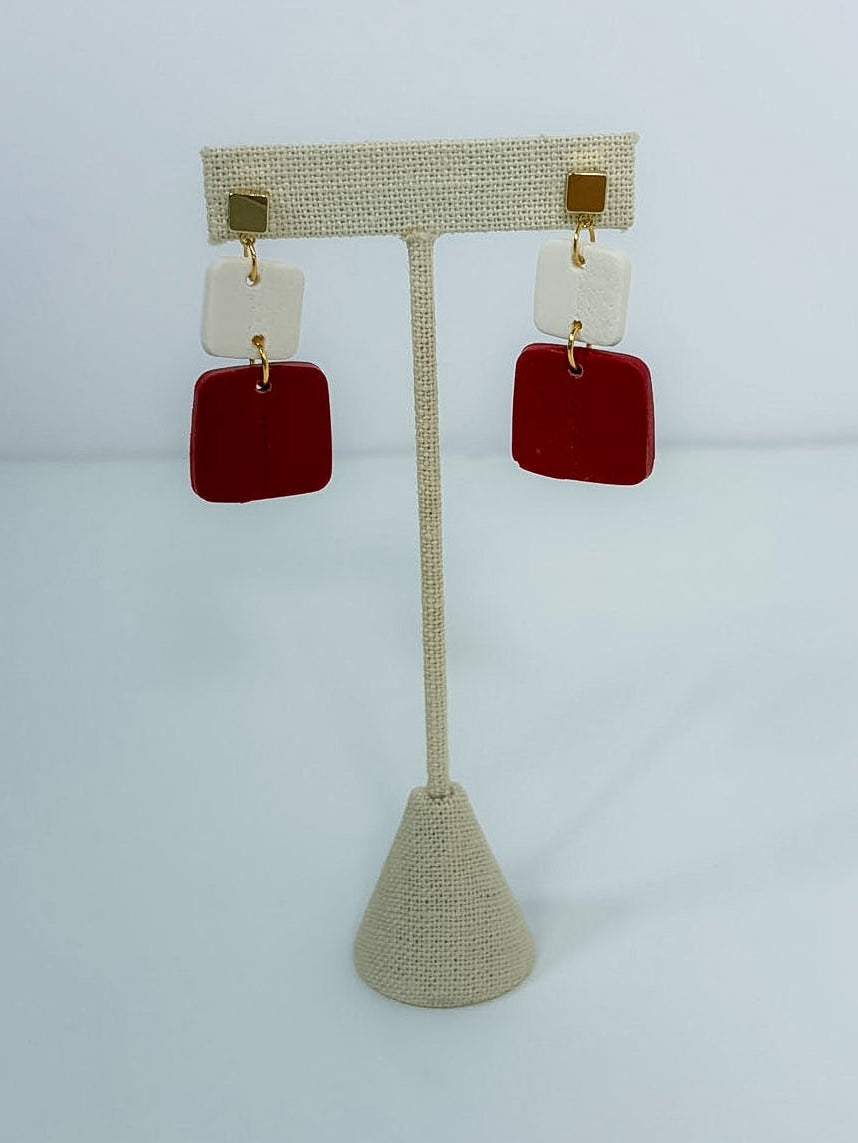 Crimson and White Gameday Earrings