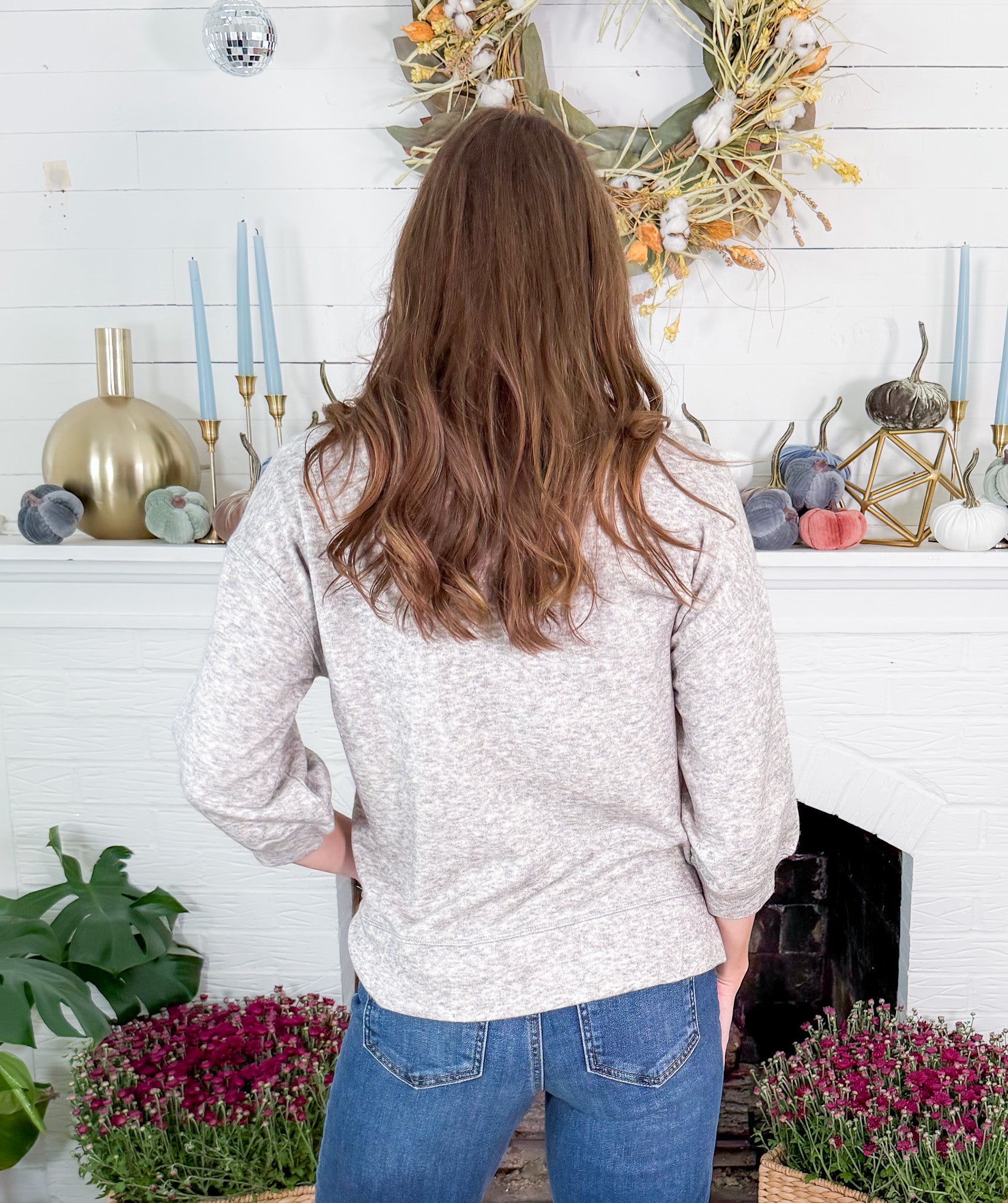 Cullen Heather Grey Boxy Henley Top BOBI 