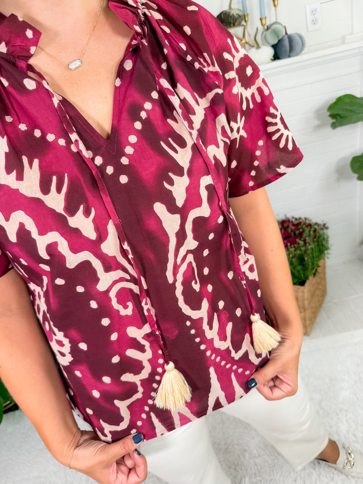 Cullen Plum Tassel Tie Top THML