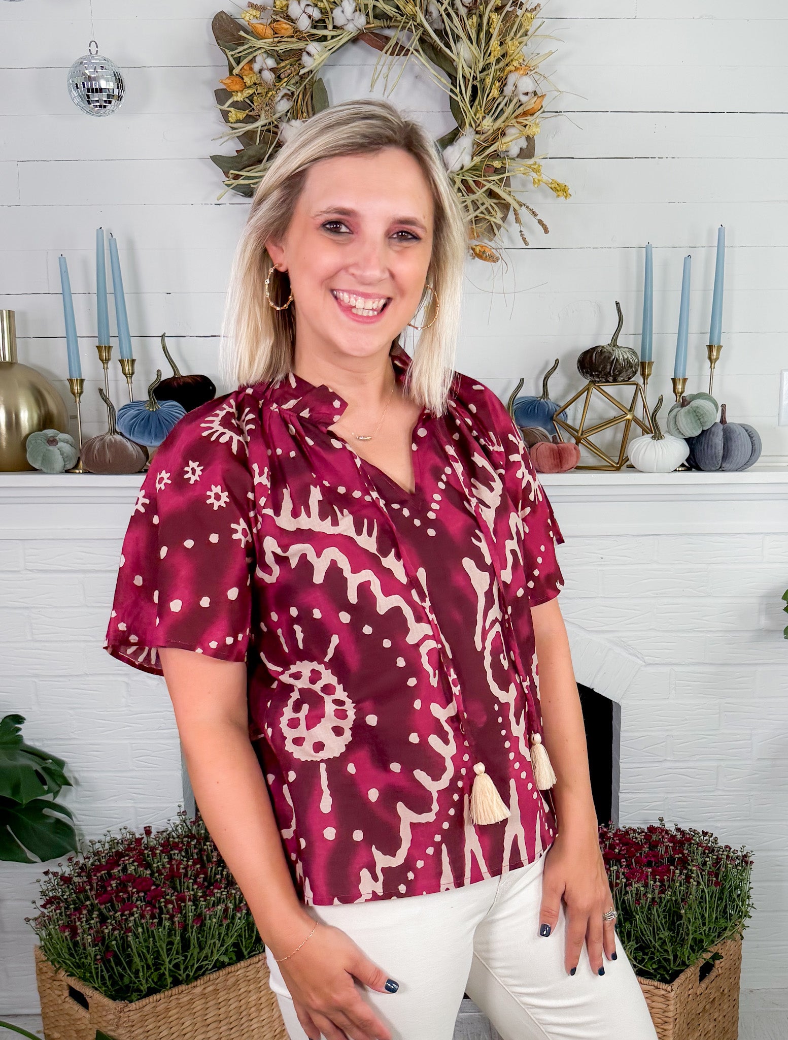 Cullen Plum Tassel Tie Top THML