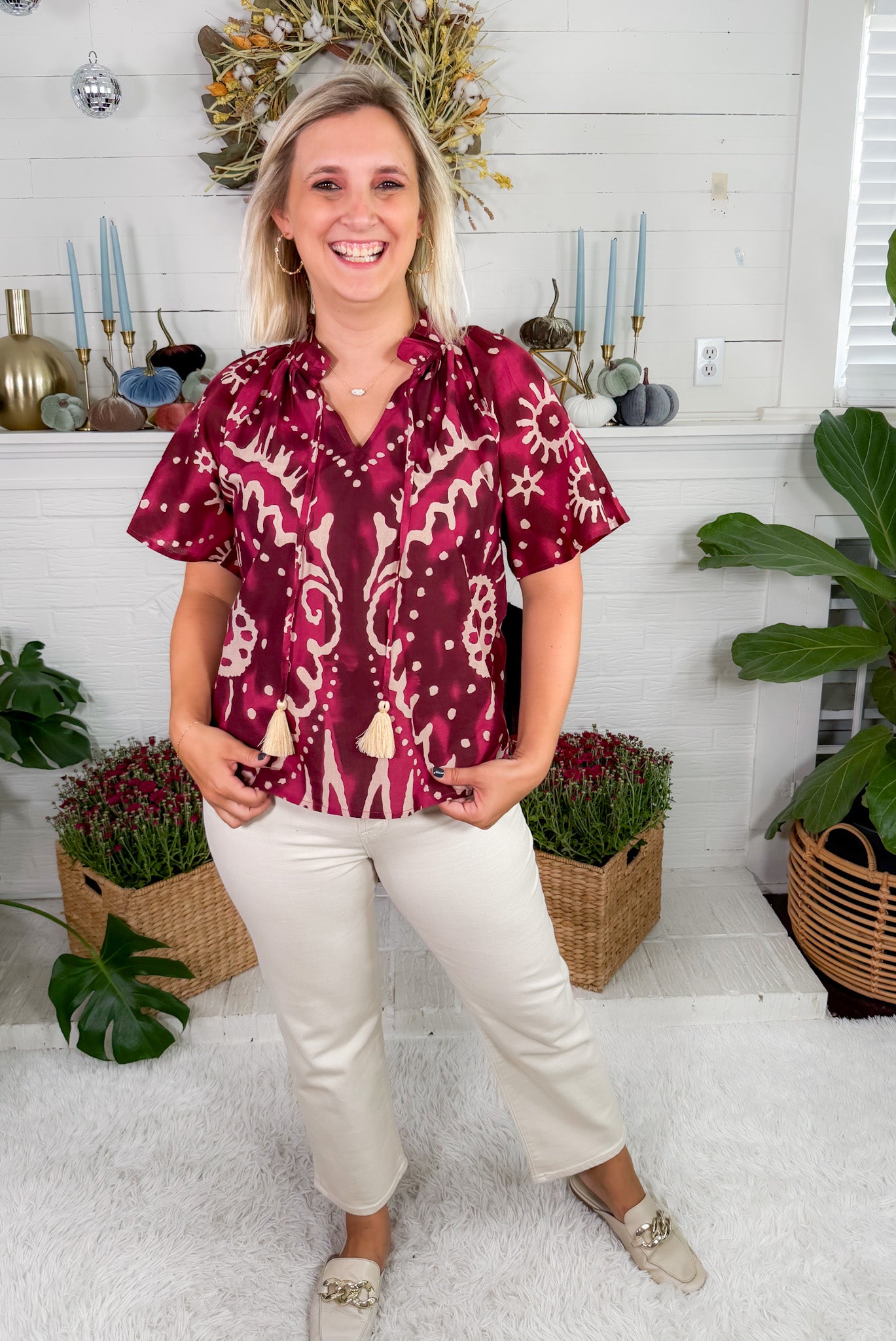 Cullen Plum Tassel Tie Top THML
