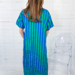 Cullen Royal + Lawn Green Striped Shift Dress Entro