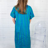 Cullen Royal + Lawn Green Striped Shift Dress Entro