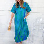 Cullen Royal + Lawn Green Striped Shift Dress Entro