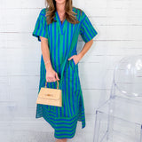 Cullen Royal + Lawn Green Striped Shift Dress Entro