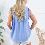 Cullen Sky Blue Smocked Front Top Staccato