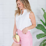 Cullen White Smocked Front Top Staccato