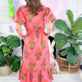 Curtsy Salmon Floral Maxi Dress THML