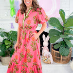 Curtsy Salmon Floral Maxi Dress THML