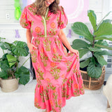 Curtsy Salmon Floral Maxi Dress THML