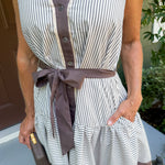 Dahlia Mocha Mousse Stripe Mini Dress Entro