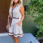 Dahlia Mocha Mousse Stripe Mini Dress Entro