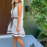 Dahlia Mocha Mousse Stripe Mini Dress Entro