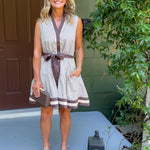 Dahlia Mocha Mousse Stripe Mini Dress Entro