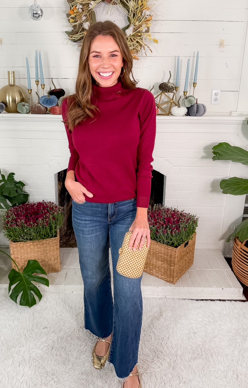Daisy Dark Red Turtleneck Sweater Molly Bracken
