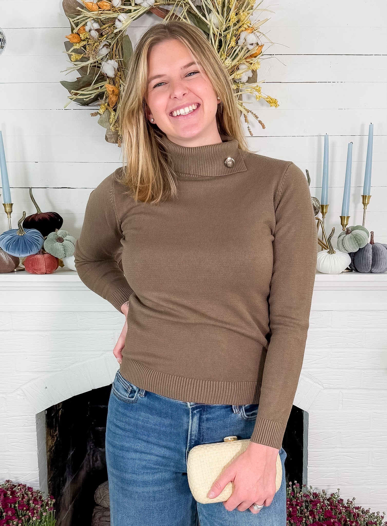 Daisy Olive Turtleneck Sweater Molly Bracken