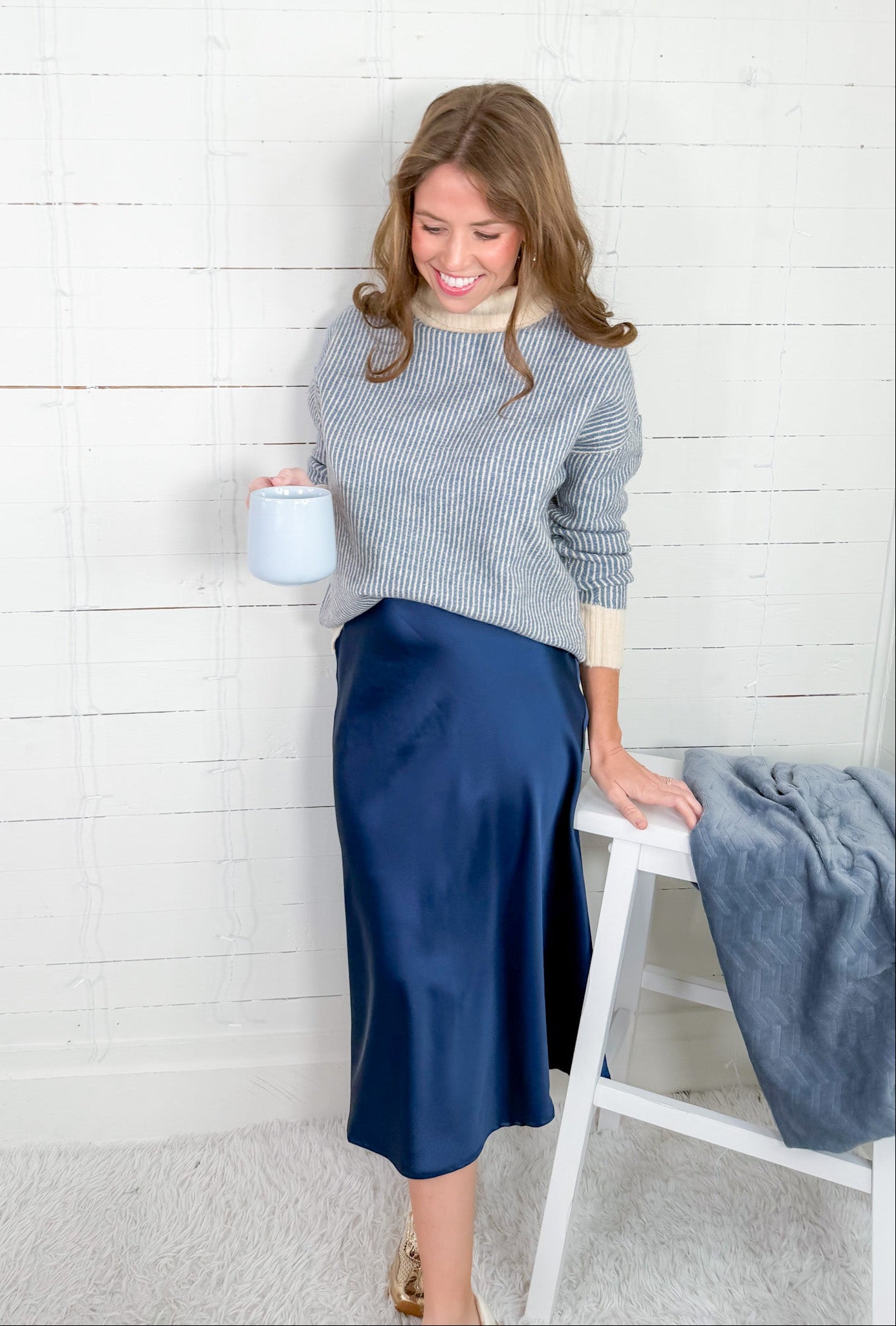 Dakota Blue Striped Turtleneck Sweater Staccato