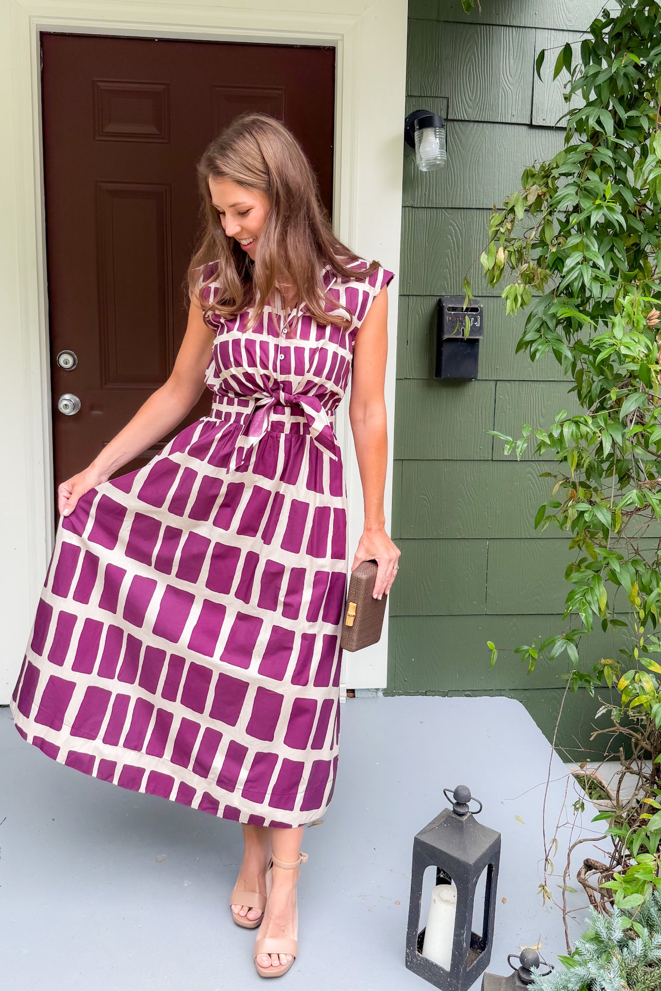Dallas Merlot Box Plaid Maxi Dress Entro