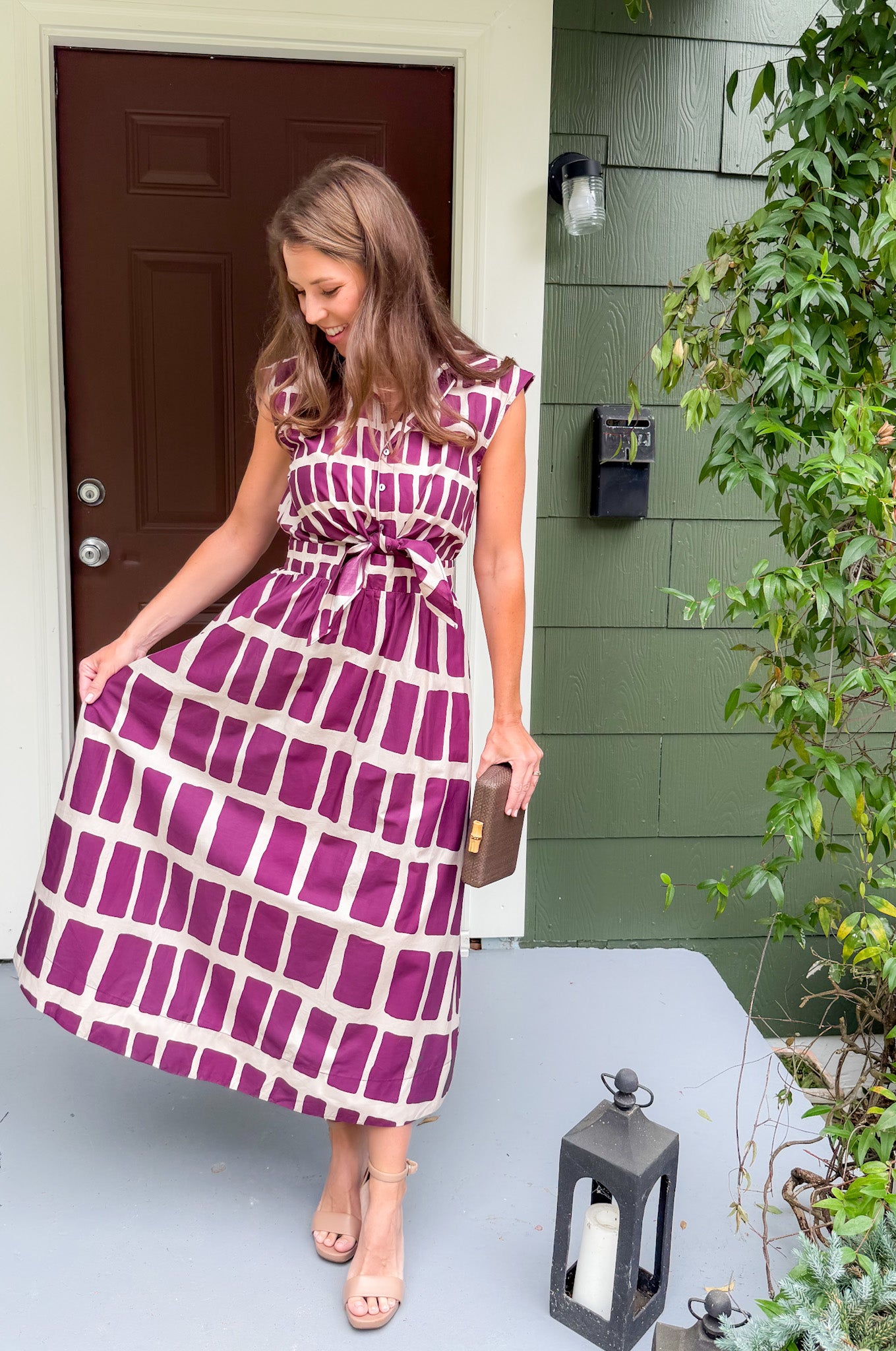 Dallas Merlot Box Plaid Maxi Dress Entro