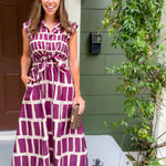 Dallas Merlot Box Plaid Maxi Dress Entro