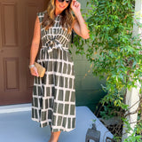 Dallas Olive Box Plaid Maxi Dress Entro