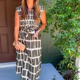 Dallas Olive Box Plaid Maxi Dress Entro