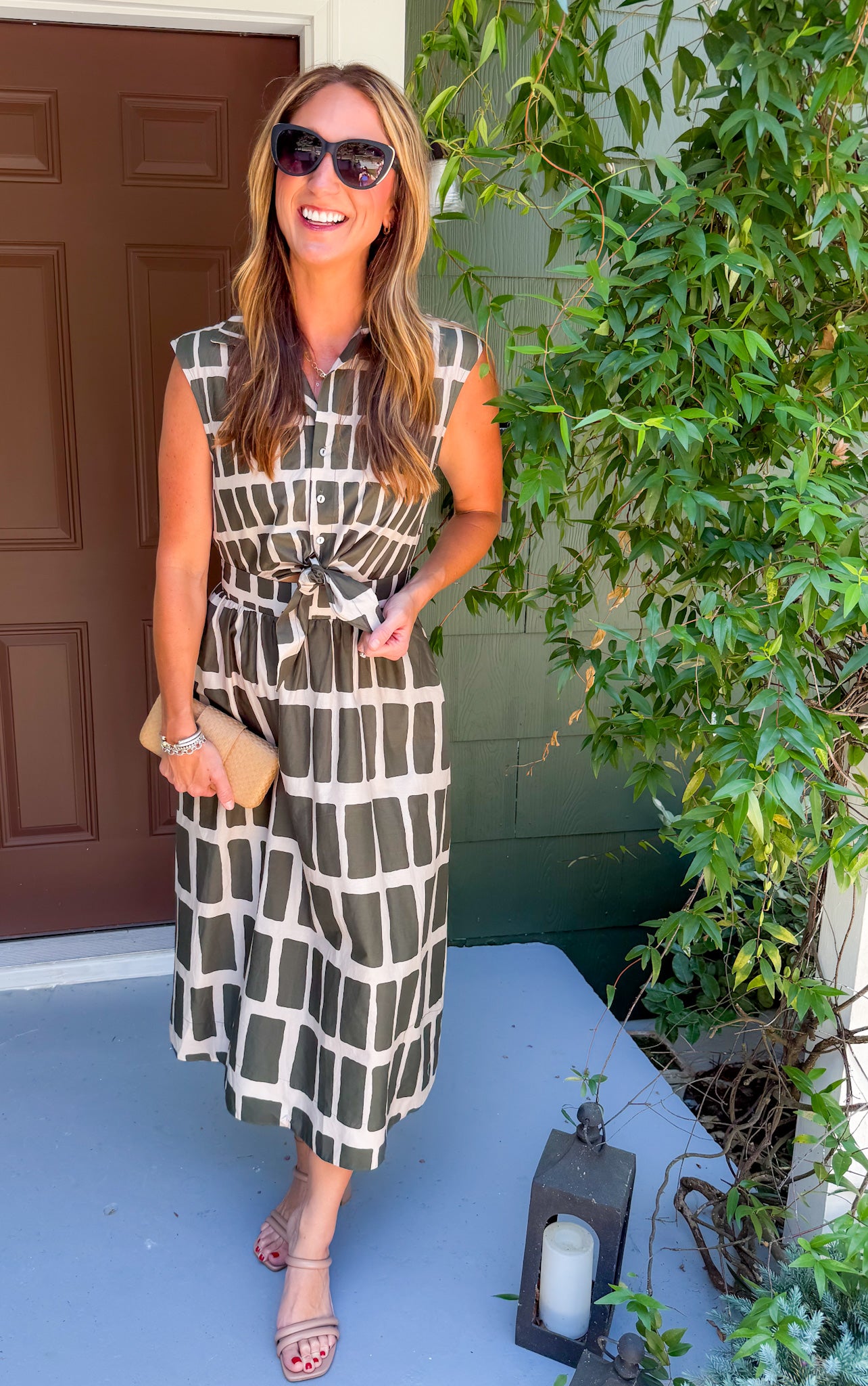 Dallas Olive Box Plaid Maxi Dress Entro