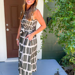 Dallas Olive Box Plaid Maxi Dress Entro