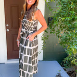 Dallas Olive Box Plaid Maxi Dress Entro