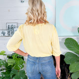 Dallas Pale Yellow 34 Sleeve Crop Top Bobi