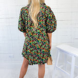 Dalton Chocolate Floral Vine Mini Dress Karlie