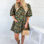 Dalton Chocolate Floral Vine Mini Dress Karlie