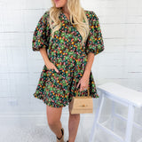 Dalton Chocolate Floral Vine Mini Dress Karlie