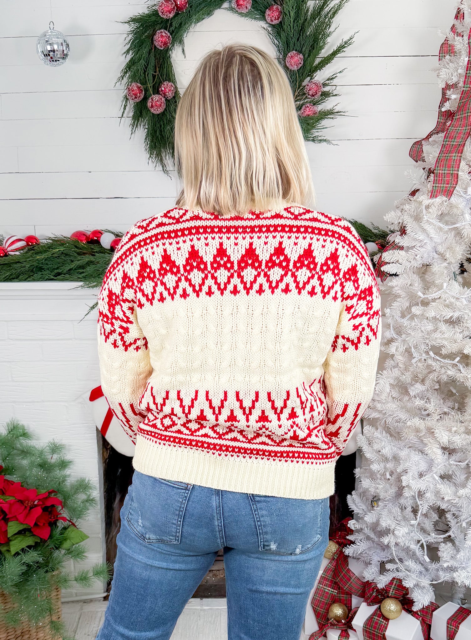 Dana Red Fair Isle Crewneck Sweater Staccato