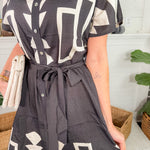 Danielle Black + White Geometric Shirt Dress THML